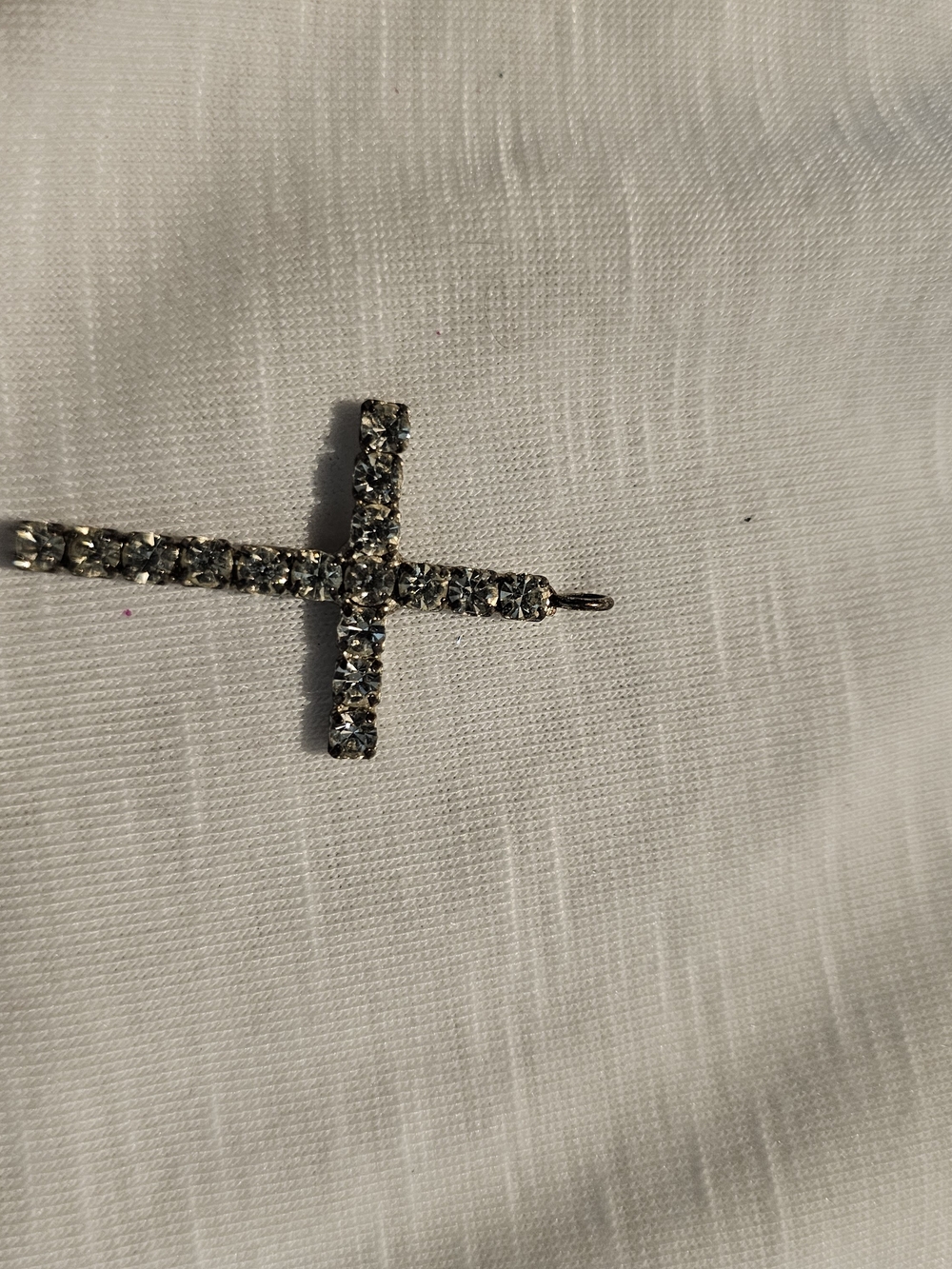 Crystal Cross Pendant Necklace - Clear Rhinestone Accent